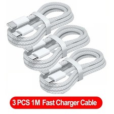3PCS USB-C to USB-C Cable 100W Fast Charging for iPhone 15 16 Samsung