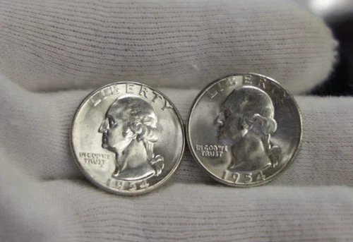 (2) 1954 S US Washington Quarters 25c Nice Unc From Original Roll