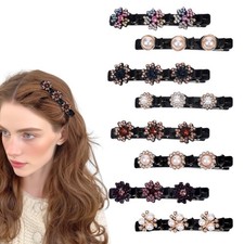 8 Pcs Sparkling Crystal Stone Braided 1 Count Pack of 1 , Floral Pearl Set