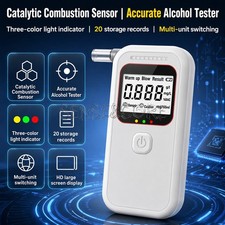Digital Alcohol Tester w/ Large LCD Voice Broadcast Portable Blowing type White