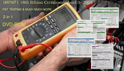 Elektro & PAT PRÜF Zertifikate BS7671 18. Auflage Amd 3: 2024...DVD-ROM