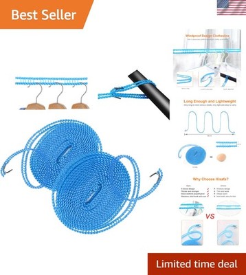 Travel-Friendly 2 Pack Windproof Clothesline 16.4ft - Waterproof & Reliable