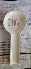Rae Dunn JINGLE Spoon Rest Christmas Holiday White Ceramic