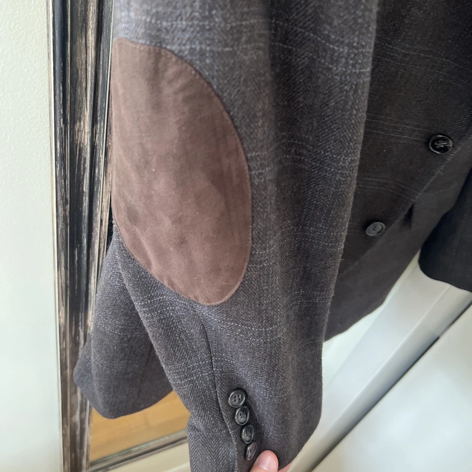 Lauren Ralph Lauren шерсти Blazer Sport пальто клетку размер 44R замши локоть нашивки - Изображение 2 из 4