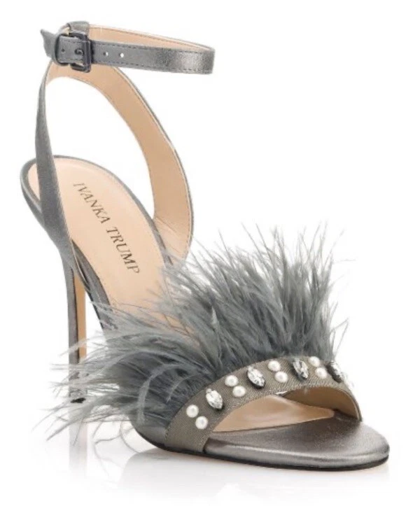 Tacones Altos Pluma de Avestruz IVANKA TRUMP KASIE Peltre Multy Gamuza Joya Talla 8M Foto 2 de 4