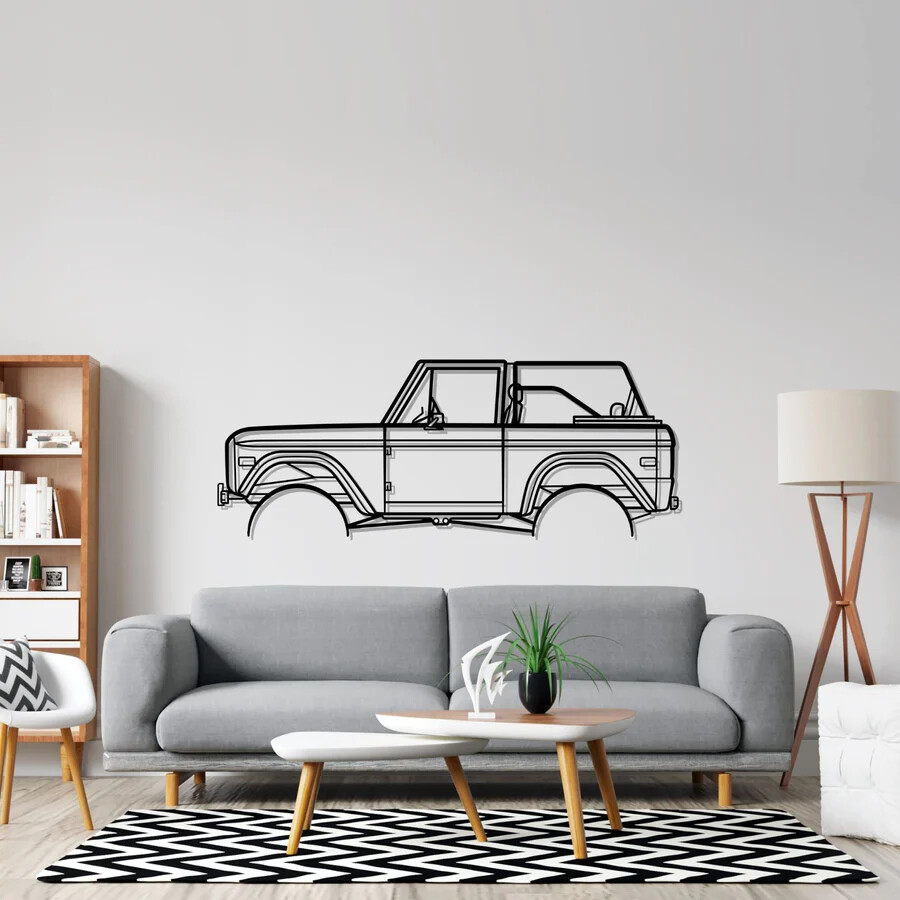 Wall Art Home Decor 3D Acrylic Metal Car Auto Poster USA Silhouette Bronco 1971