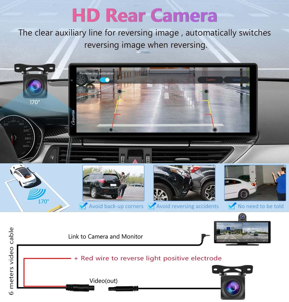 Carpuride W903 Bluetooth Car Radio 4K Dashcam Apple CarPlay Android Auto Camera - image 3 of 4