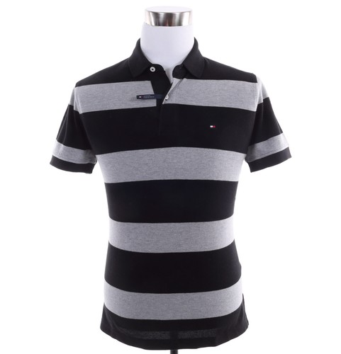 Tommy Hilfiger Men Short Sleeve Stripe Custom Fit Pique Polo Shirt -Free $0 Ship - 第 1/2 張圖片