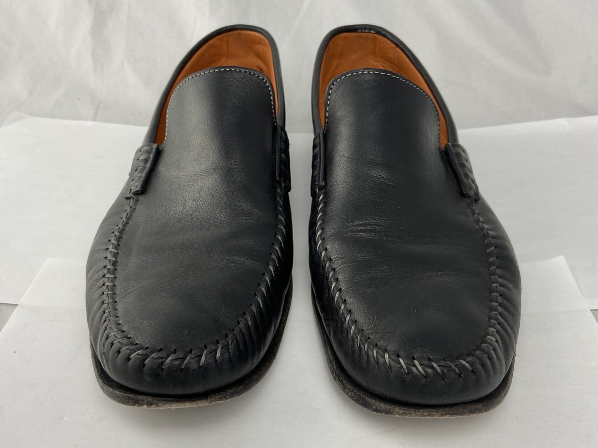Santoni Black Soft Leather Square Toe Driving Loafers Size 9 Santoni - Easy Black Leather Loafer | Mitchell Stores main image 3