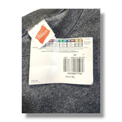Vintage Y2K Hanes Blank Gray Crewneck Pullover Sweatshirt Men's Size 2XL 2001 - Picture 12 of 14