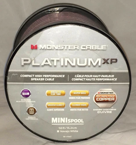 🎁 Monster Cable Platinum XP High Performance Speaker Wire 50’ SUPER-CLEAR OFC🎁