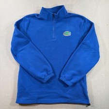 Florida Gators Fleece Pullover Jacket Mens Medium Blue Windbreaker Quarter Zip