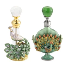 Refillable Peacock Perfume Bottle Vintage 7ml Sample Container Holder Portable