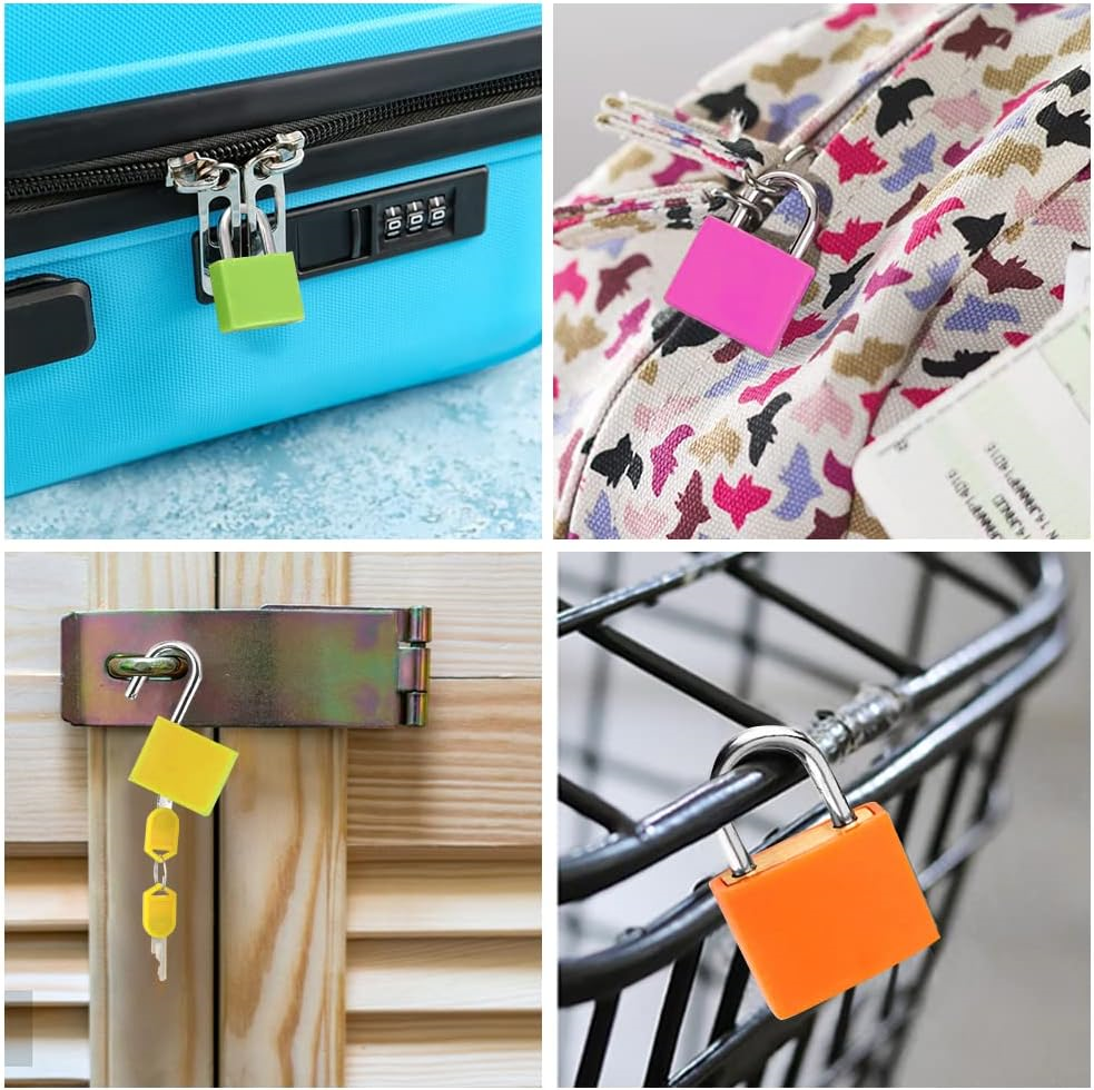 4 Pack Suitcase Locks with Keys, Small Padlocks Luggage Locks