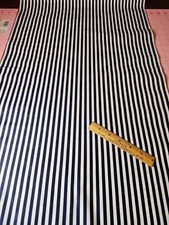 Vintage Navy Blue White Stripe Fabric Polished Cotton Quilt Home Dec 50" x 36"