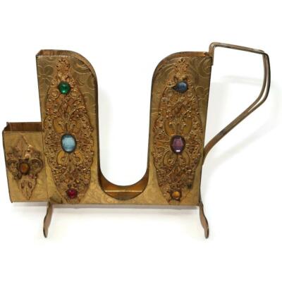 jeweled cigarette holder Antique Apollo Studio 1909-22 Filigree Jeweled Cigarette Holder & Matchbox  Caddy