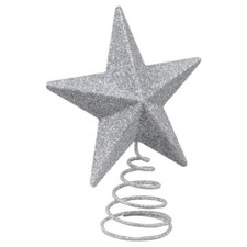 Glittery Mini Metal Star Tree Toppers, 4.75x3.75-in. Silver Gold,silver