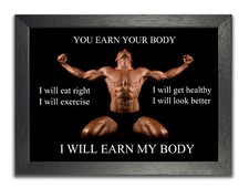 Poster bodybuilding You Earn Your Body Gym allenamento fitness citazione sport guadagno foto