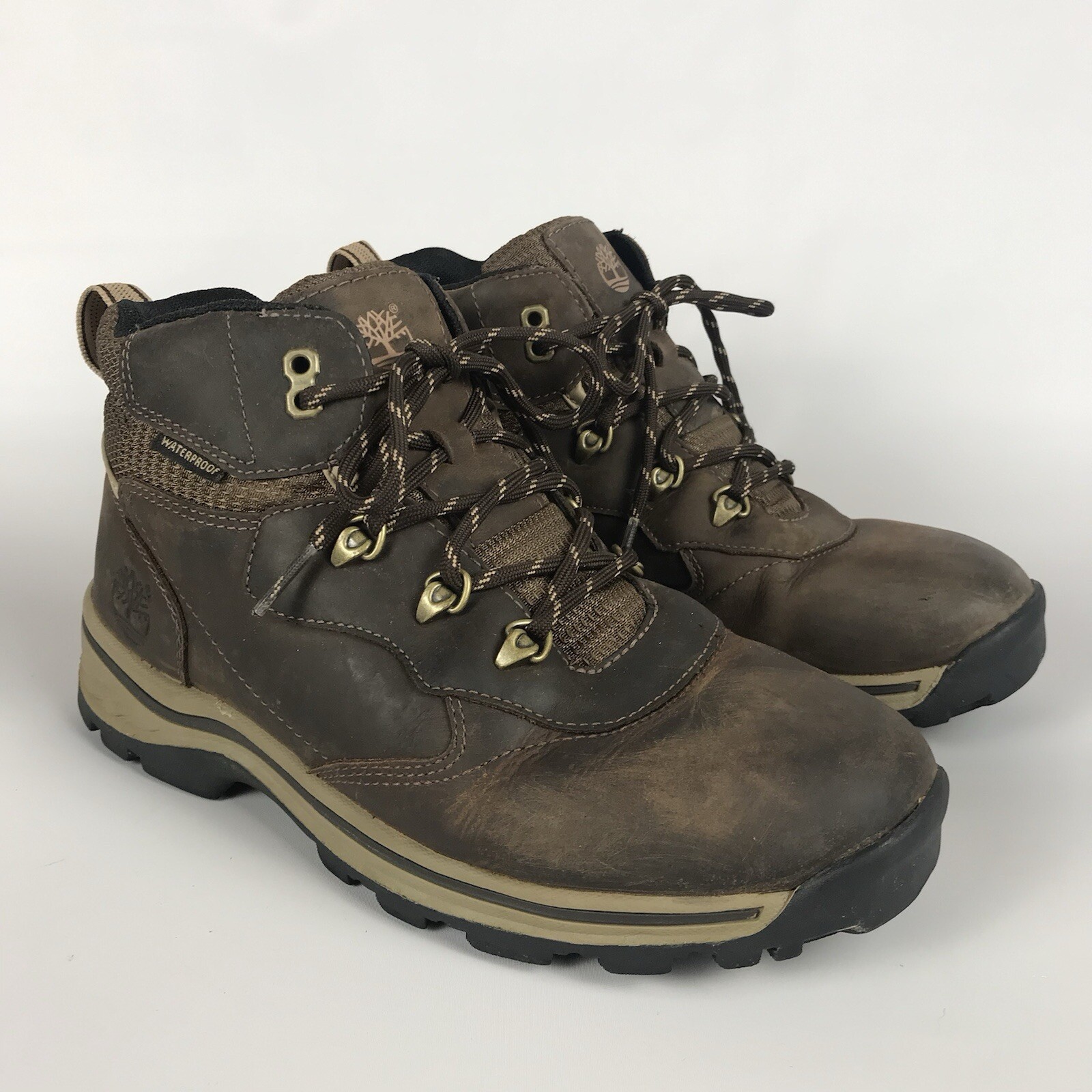 TIMBERLAND Hiking Boots Waterproof Lace-Up - Mens Size 6 - Brown Leather-image