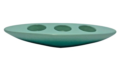 Vintage Royal Haeger MCM 3 Votive Holder Hombre Green Aqua