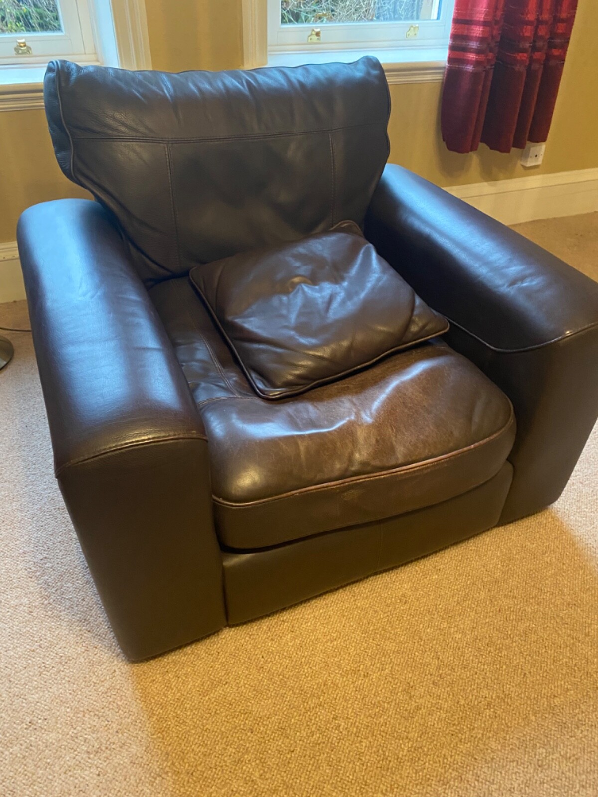 dfs brown leather armchair eBay