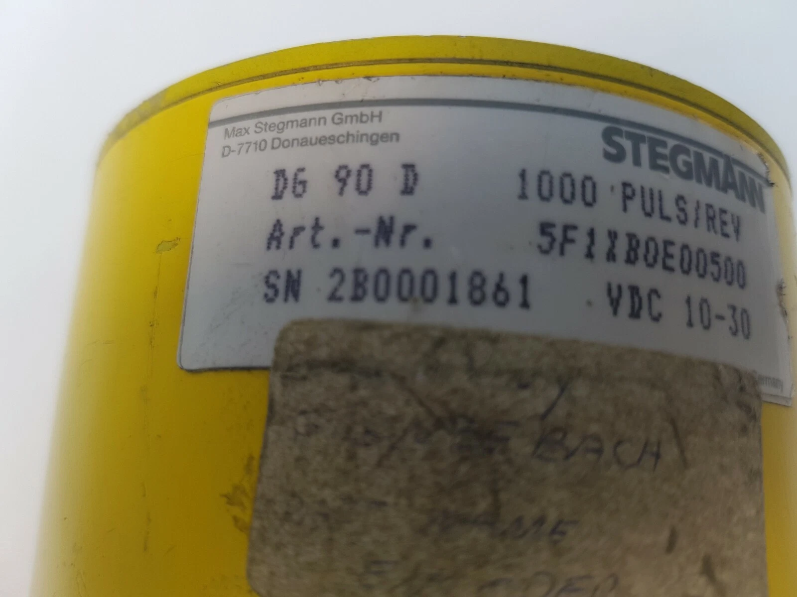 Max Stegmann GmbH Donaueschingen label on the DG 90 D 1000 pulse encoder