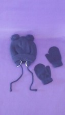 knit beanie ear warmer baby/toddler mittens navy blue winter hat