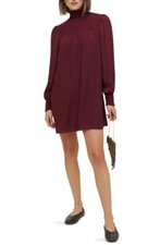 Reformation Women Mini Dress Brandi Plum Smocked Long Sleeve Sz S NWT $218