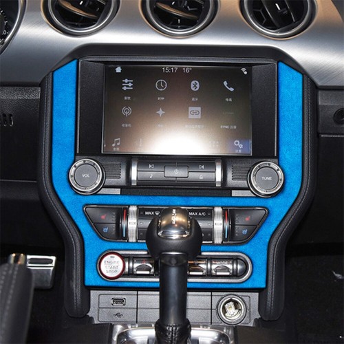 Suede Blue GPS Navigation Central Control CD Panel Trim For Ford Mustang 2015-23 - Picture 3 of 12