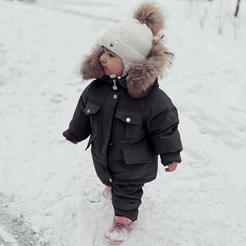 2pcs Baby Girls Boys Winter Thick Warm Hooded Down Coat Jumpsuit Snowsuit Set - Picture 6 of 17