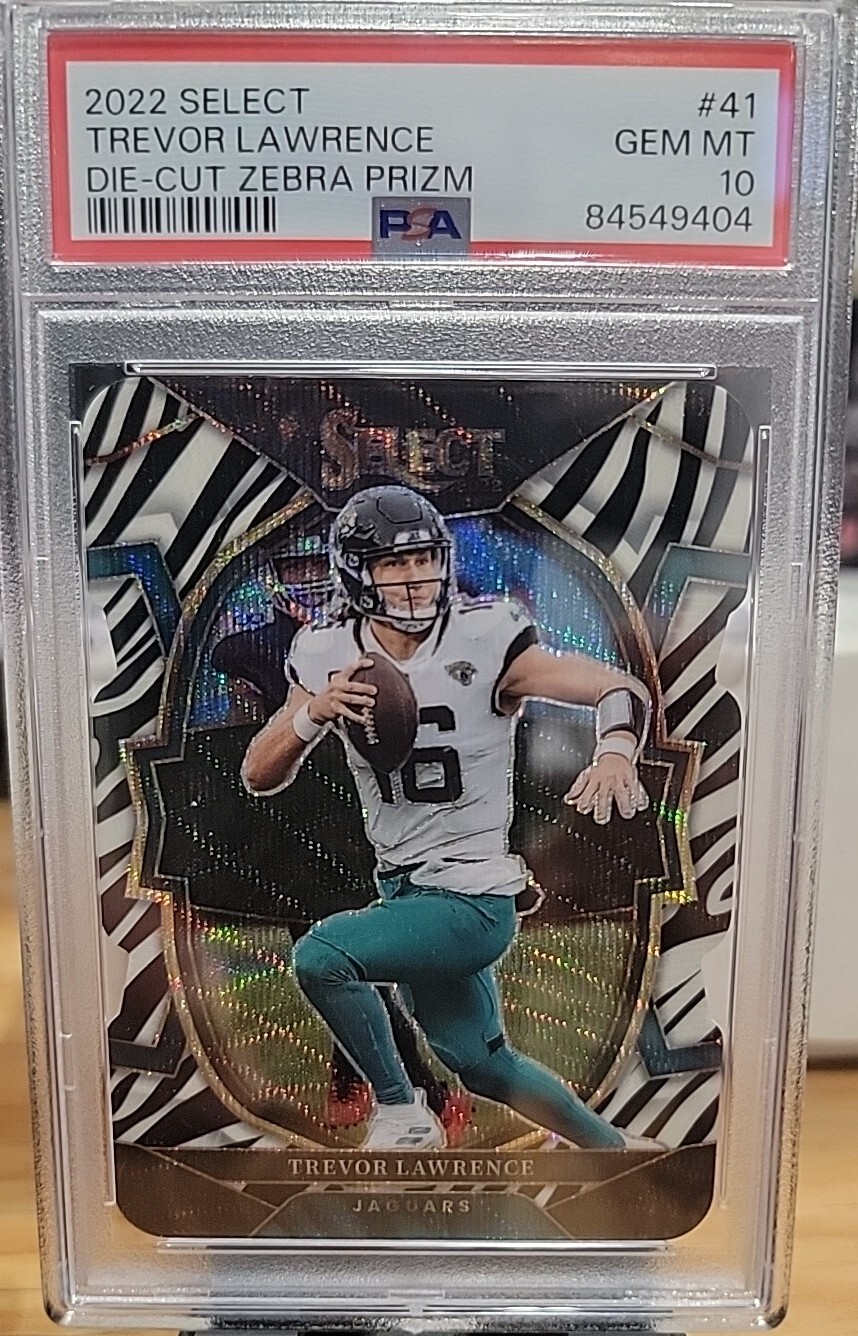 2022 Panini Select Trevor Lawrence ZEBRA PRIZM Die-Cut #41 PSA 10