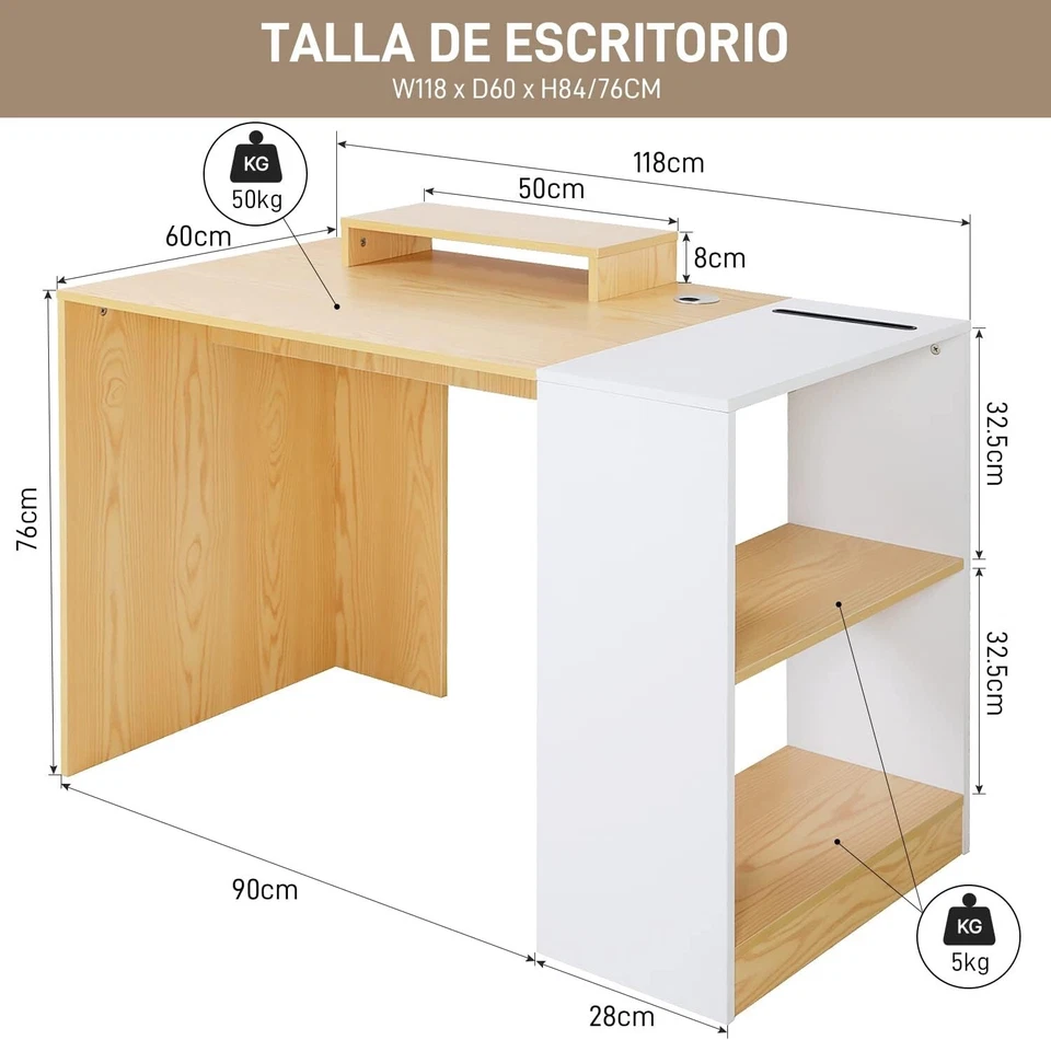 EPLUS LIVING Büro-Schreibtisch 118 x 60 x 76 cm, Computertisch, - Bild 3 von 4