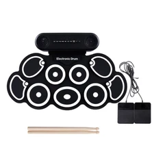 Electronic Drum Set 9 Pads Drum Practice Pad Kit Roll-Up Electric Drum Set