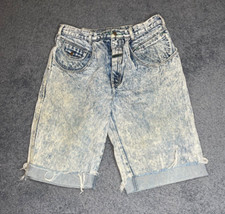 Vintage 1990s Denim Mom Shorts Baggy Bleached Distressed Size 32 M