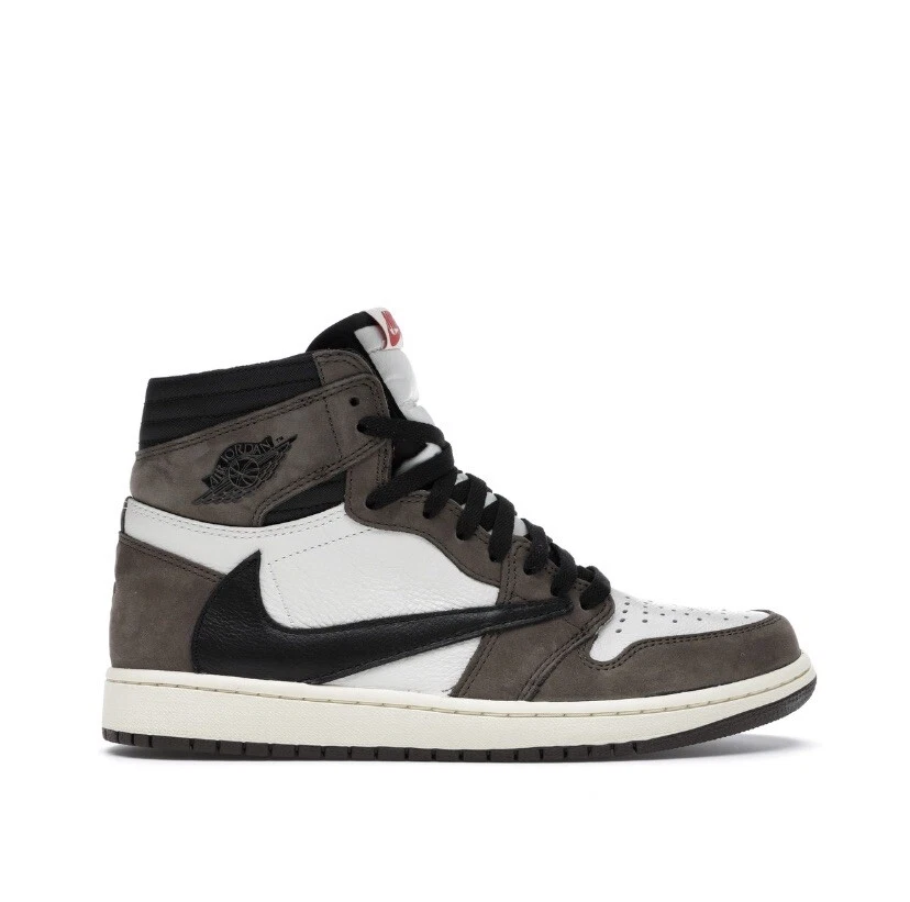 NIKE AIR JORDAN 1 x TRAVIS SCOTT SAIL/MOCHA HIGH-TOP SNEAKERS SIZE: UK6 /  US7