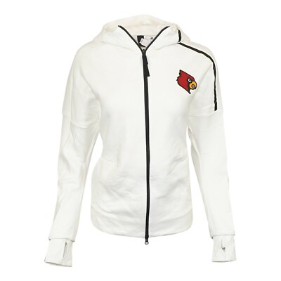 Louisville Cardinals NCAA Adidas Women's White  Z.N.E. Performance Zip Hoodie
