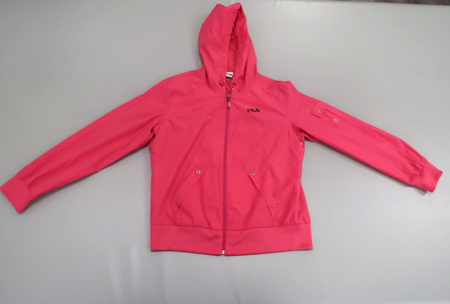 Giacca a vento FILA Sport donna rosa L con cappuccio zip leggera Activewear