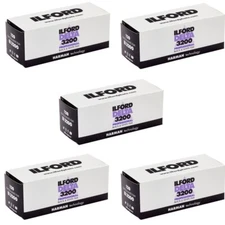 5 Rolls Ilford Delta 3200 Professional 120 Black & White Negative Print Film 