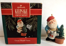 Vintage Hallmark Keepsake 1992 Green Thumb Santa Watering X-mas Tree Ornament