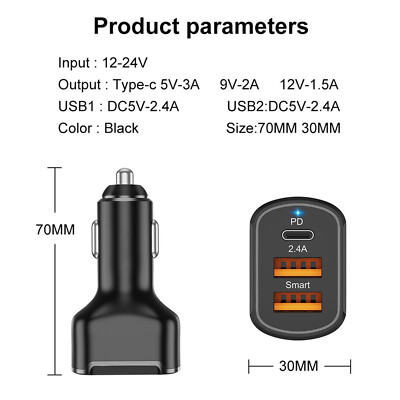 USB C Steckdose 12V 24V PD & QC 3.0 USB KFZ Ladegerät Dose