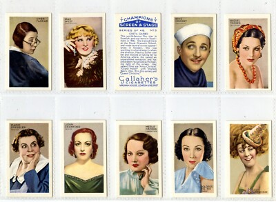 Full Set, Gallaher, Champions of Screen & Stage, blau 1934 VG-EX (GD2579) 48/48