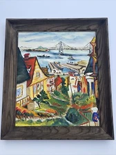 WPA STYLE REGIONALISM PAINTING CITY VIEW IMPRESSIONISM AMERICAN LANDSCAPE OIL