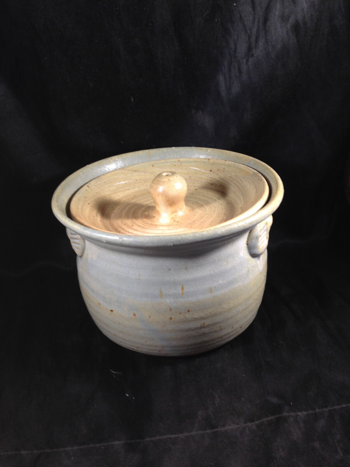 North Carolina Pottery Hand Spun Crock with Lid Signed Bryan
