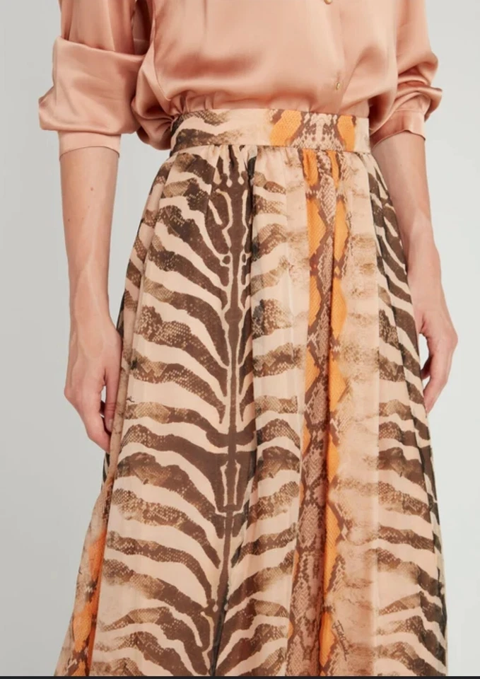 Falda Larga Just Cavalli Beige Estampado Animal Seda Maxi $871, Talla 38 o XS, ¡NUEVA CON ETIQUETAS! Foto 4 de 4