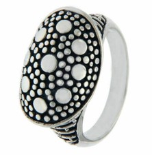 925 Sterling Silver Dots Dome Ring Size 7  R19