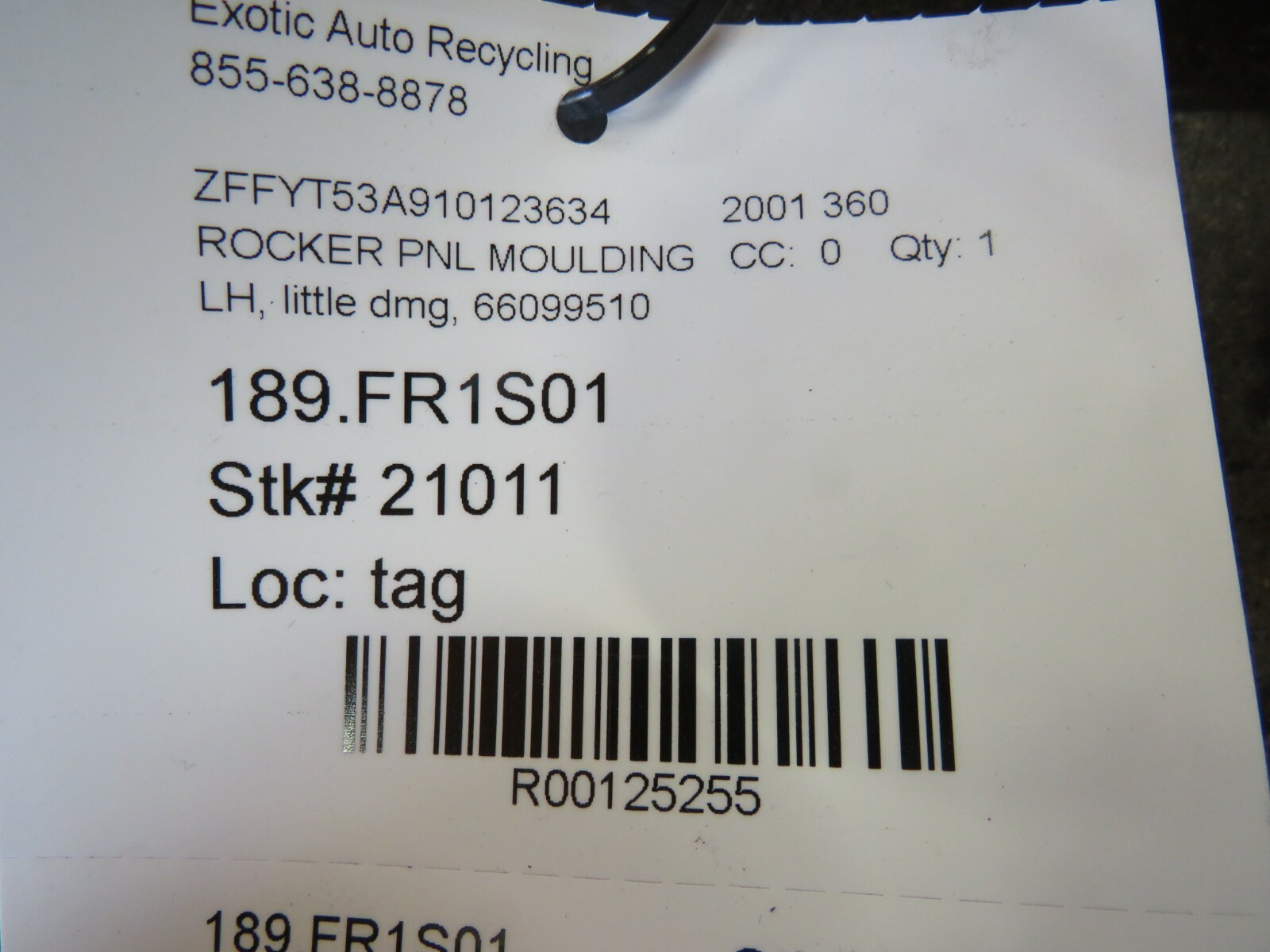 Ferrari 360, LH, Left, Rocker Panel, Side Skirt, Minor Dmg, Used, P/N 66099510