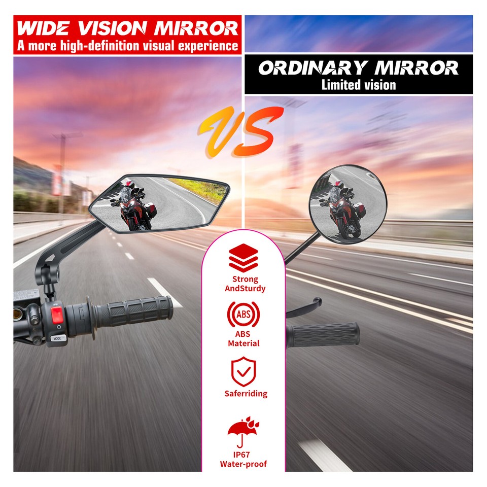 KEEPDSGN Universal Hawk-Eye Side Mirrors With 7/8" Clamps – For ATV CFmoto & More (2-Pack)