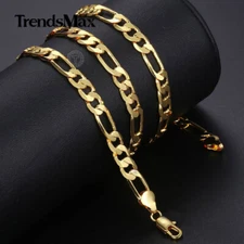 6MM 18-24" Yellow Gold Filled Unisex Figaro Link Chain Necklace Women Men Gift