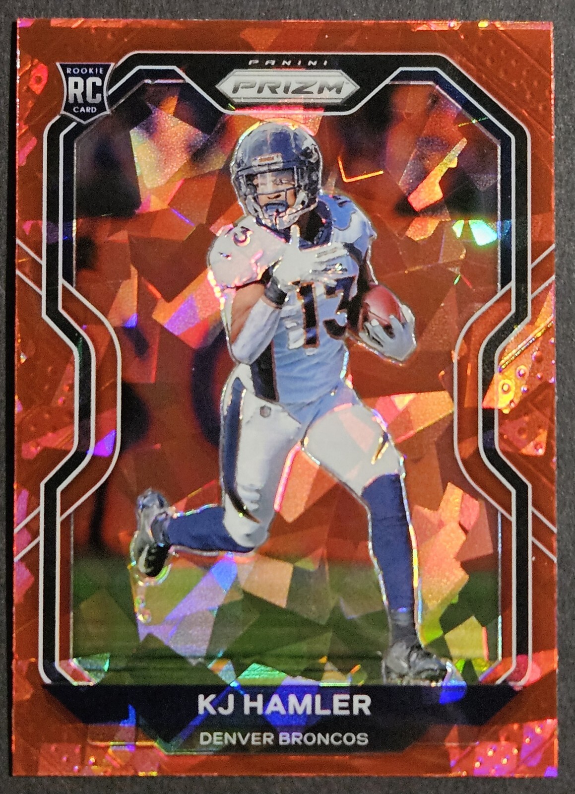 2020 Panini Prizm Red Cracked Ice Prizm #315 KJ Hamler Rookie RC Denver Broncos