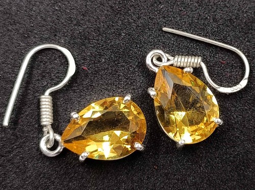 NEW ARRIVED 18 CT CITRINE PEAR SHAPE GEM 925 STERLING HANDMADE SILVER EARRING - Picture 4 of 7